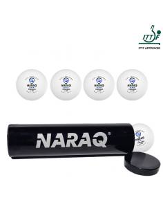 Pelota NARAQ ITTF 3*** Premium 40+ Pack 4 + ALUM ROLLER