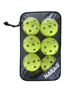 Pelotas de Pickleball NARAQ 24 Indoor Pack 6 con estojo